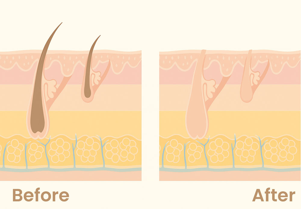 Laserontharen before en after